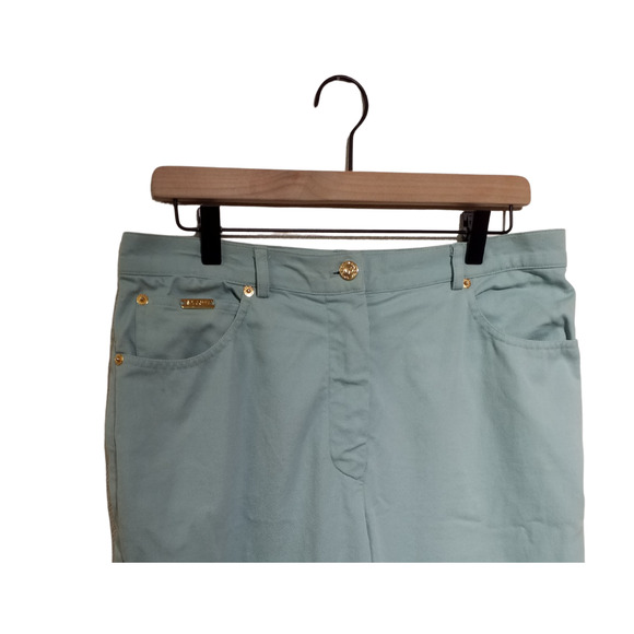 St. John Sport Jeans Women’s 12 Green High Waist Straight Leg Stretch - Picture 2 of 5